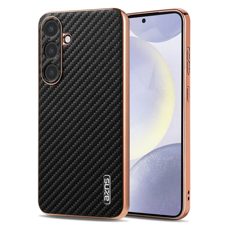 AZNS Electroplated Edge Carbon Fiber Texture Phone Case, For Samsung Galaxy S26+ 5G, For Samsung Galaxy S26 Ultra 5G, For Samsung Galaxy S26 5G, For Samsung Galaxy S25 Edge 5G, For Samsung Galaxy S25 5G, For Samsung Galaxy S25+ 5G