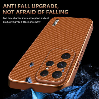 AZNS Electroplated Edge Carbon Fiber Texture Phone Case, For Samsung Galaxy S25 Ultra 5G, For Samsung Galaxy S23 Ultra 5G, For Samsung Galaxy S22 Ultra 5G