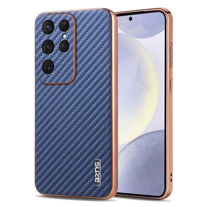 AZNS Electroplated Edge Carbon Fiber Texture Phone Case, For Samsung Galaxy S25 Ultra 5G, For Samsung Galaxy S23 Ultra 5G, For Samsung Galaxy S22 Ultra 5G