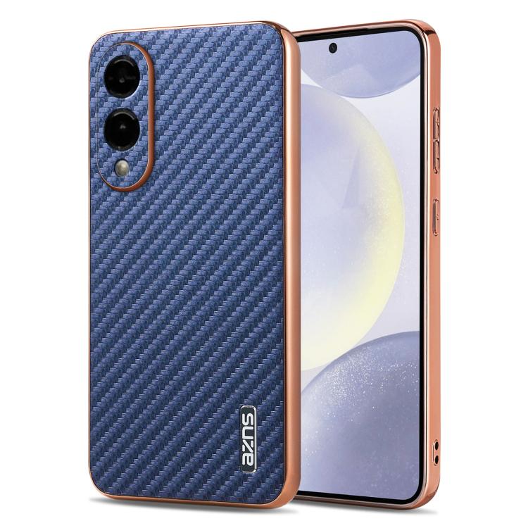 AZNS Electroplated Edge Carbon Fiber Texture Phone Case, For Galaxy S26 FE 5G, For Samsung Galaxy S26+ 5G, For Samsung Galaxy S26 Ultra 5G, For Samsung Galaxy S26 5G, For Samsung Galaxy S25 Edge 5G, For Samsung Galaxy S25 5G