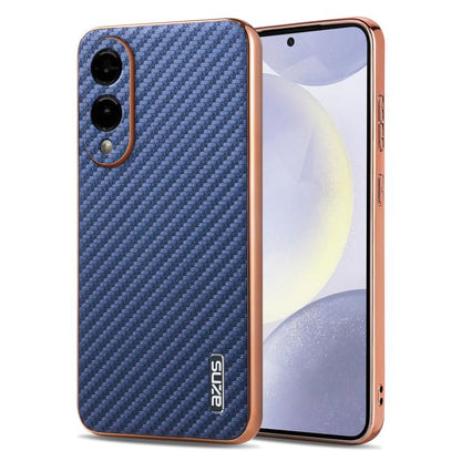 AZNS Electroplated Edge Carbon Fiber Texture Phone Case, For Galaxy S26 FE 5G, For Samsung Galaxy S26+ 5G, For Samsung Galaxy S26 Ultra 5G, For Samsung Galaxy S26 5G, For Samsung Galaxy S25 Edge 5G, For Samsung Galaxy S25 5G