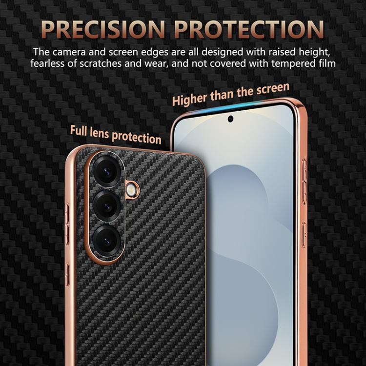 AZNS Electroplated Edge Carbon Fiber Texture Phone Case, For Samsung Galaxy S26+ 5G, For Samsung Galaxy S26 Ultra 5G, For Samsung Galaxy S26 5G, For Samsung Galaxy S25 Edge 5G, For Samsung Galaxy S25 5G, For Samsung Galaxy S25+ 5G