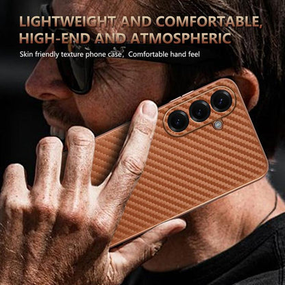 AZNS Electroplated Edge Carbon Fiber Texture Phone Case, For Samsung Galaxy S26+ 5G, For Samsung Galaxy S26 Ultra 5G, For Samsung Galaxy S26 5G, For Samsung Galaxy S25 Edge 5G, For Samsung Galaxy S25 5G, For Samsung Galaxy S25+ 5G
