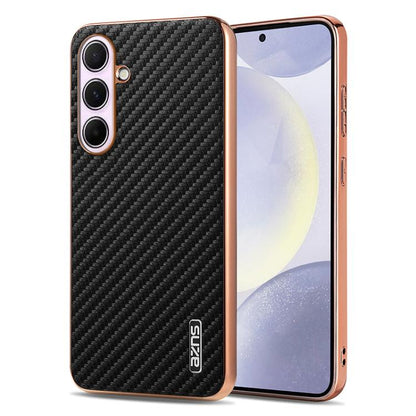 AZNS Electroplated Edge Carbon Fiber Texture Phone Case, For Galaxy S26 FE 5G, For Samsung Galaxy S26+ 5G, For Samsung Galaxy S26 Ultra 5G, For Samsung Galaxy S26 5G, For Samsung Galaxy S25 Edge 5G, For Samsung Galaxy S25 5G