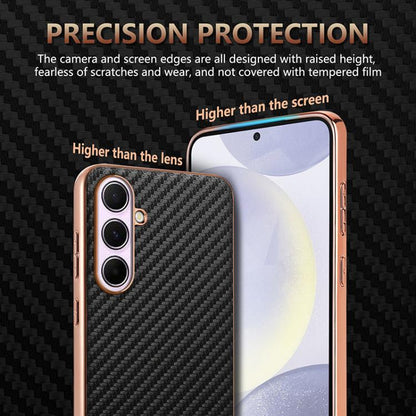 AZNS Electroplated Edge Carbon Fiber Texture Phone Case, For Galaxy S26 FE 5G, For Samsung Galaxy S26+ 5G, For Samsung Galaxy S26 Ultra 5G, For Samsung Galaxy S26 5G, For Samsung Galaxy S25 Edge 5G, For Samsung Galaxy S25 5G