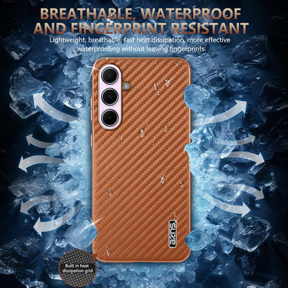 AZNS Electroplated Edge Carbon Fiber Texture Phone Case, For Galaxy S26 FE 5G, For Samsung Galaxy S26+ 5G, For Samsung Galaxy S26 Ultra 5G, For Samsung Galaxy S26 5G, For Samsung Galaxy S25 Edge 5G, For Samsung Galaxy S25 5G