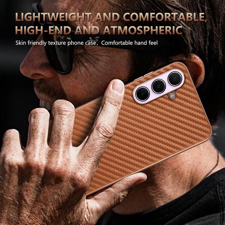 AZNS Electroplated Edge Carbon Fiber Texture Phone Case, For Galaxy S26 FE 5G, For Samsung Galaxy S26+ 5G, For Samsung Galaxy S26 Ultra 5G, For Samsung Galaxy S26 5G, For Samsung Galaxy S25 Edge 5G, For Samsung Galaxy S25 5G