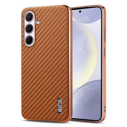AZNS Electroplated Edge Carbon Fiber Texture Phone Case, For Galaxy S26 FE 5G, For Samsung Galaxy S26+ 5G, For Samsung Galaxy S26 Ultra 5G, For Samsung Galaxy S26 5G, For Samsung Galaxy S25 Edge 5G, For Samsung Galaxy S25 5G
