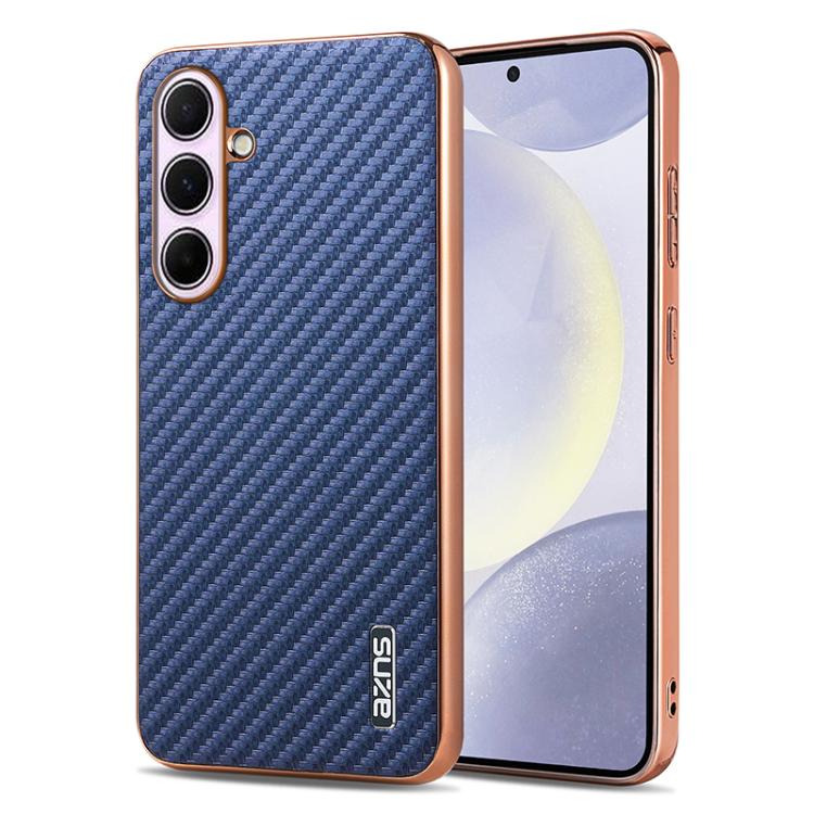 AZNS Electroplated Edge Carbon Fiber Texture Phone Case, For Galaxy S26 FE 5G, For Samsung Galaxy S26+ 5G, For Samsung Galaxy S26 Ultra 5G, For Samsung Galaxy S26 5G, For Samsung Galaxy S25 Edge 5G, For Samsung Galaxy S25 5G