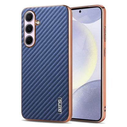 AZNS Electroplated Edge Carbon Fiber Texture Phone Case, For Galaxy S26 FE 5G, For Samsung Galaxy S26+ 5G, For Samsung Galaxy S26 Ultra 5G, For Samsung Galaxy S26 5G, For Samsung Galaxy S25 Edge 5G, For Samsung Galaxy S25 5G