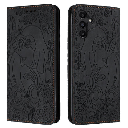Retro Elephant Embossed Leather Phone Case, For Samsung Galaxy S25 5G, For Samsung Galaxy S25+ 5G, For Samsung Galaxy S25 Ultra 5G, For Samsung Galaxy S24 FE 5G