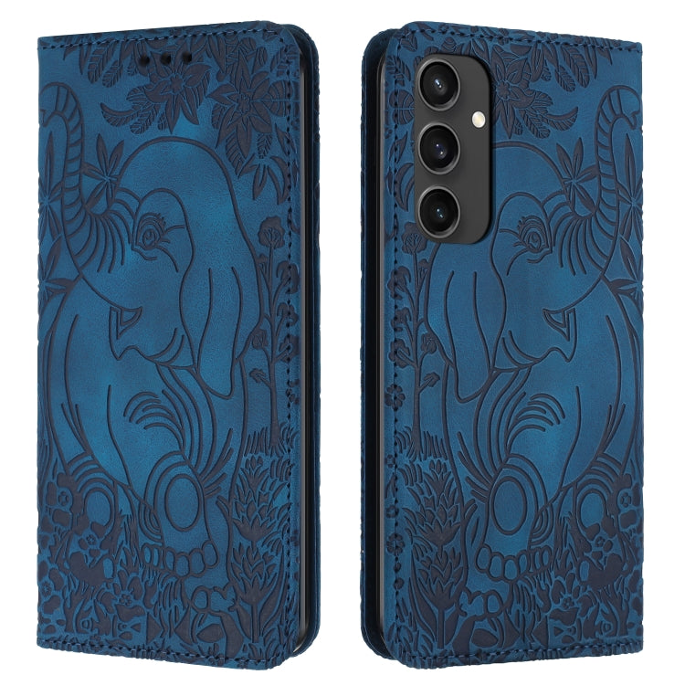 Retro Elephant Embossed Leather Phone Case, For Samsung Galaxy S25 5G, For Samsung Galaxy S25+ 5G, For Samsung Galaxy S25 Ultra 5G, For Samsung Galaxy S24 FE 5G