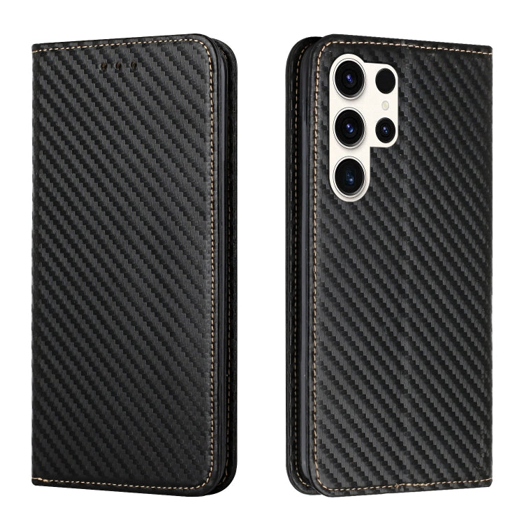 Carbon Fiber Texture Magnetic Flip Leather Phone Case, For Samsung Galaxy S25 5G, For Samsung Galaxy S25+ 5G, For Samsung Galaxy S25 Ultra 5G, For Samsung Galaxy S24 FE 5G