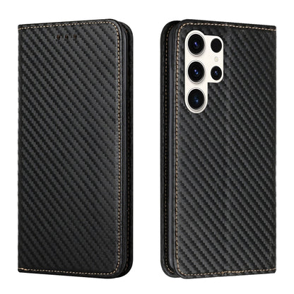 Carbon Fiber Texture Magnetic Flip Leather Phone Case, For Samsung Galaxy S25 5G, For Samsung Galaxy S25+ 5G, For Samsung Galaxy S25 Ultra 5G, For Samsung Galaxy S24 FE 5G