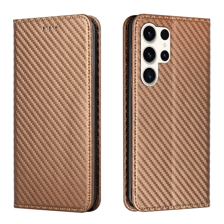 Carbon Fiber Texture Magnetic Flip Leather Phone Case, For Samsung Galaxy S25 5G, For Samsung Galaxy S25+ 5G, For Samsung Galaxy S25 Ultra 5G, For Samsung Galaxy S24 FE 5G