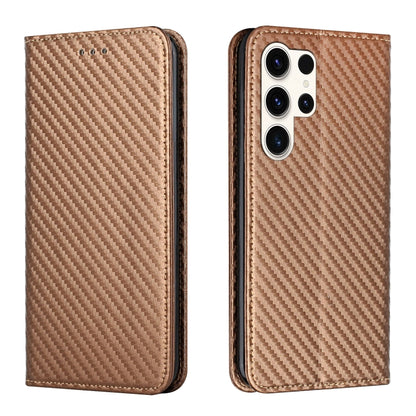 Carbon Fiber Texture Magnetic Flip Leather Phone Case, For Samsung Galaxy S25 5G, For Samsung Galaxy S25+ 5G, For Samsung Galaxy S25 Ultra 5G, For Samsung Galaxy S24 FE 5G