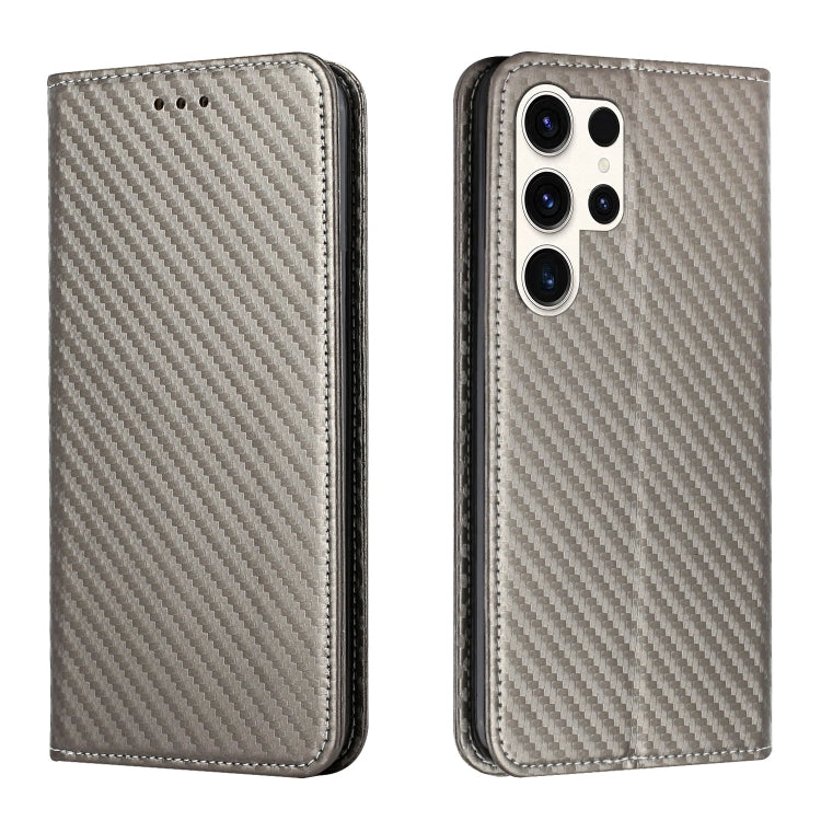 Carbon Fiber Texture Magnetic Flip Leather Phone Case, For Samsung Galaxy S25 5G, For Samsung Galaxy S25+ 5G, For Samsung Galaxy S25 Ultra 5G, For Samsung Galaxy S24 FE 5G