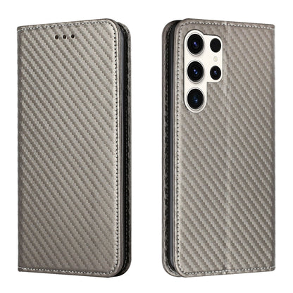 Carbon Fiber Texture Magnetic Flip Leather Phone Case, For Samsung Galaxy S25 5G, For Samsung Galaxy S25+ 5G, For Samsung Galaxy S25 Ultra 5G, For Samsung Galaxy S24 FE 5G