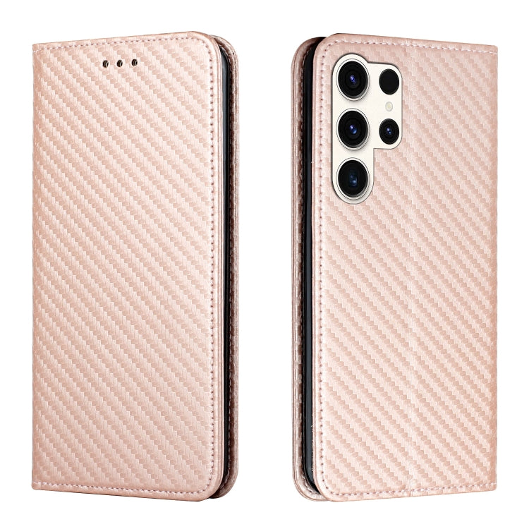 Carbon Fiber Texture Magnetic Flip Leather Phone Case, For Samsung Galaxy S25 5G, For Samsung Galaxy S25+ 5G, For Samsung Galaxy S25 Ultra 5G, For Samsung Galaxy S24 FE 5G