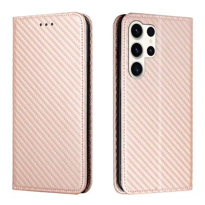 Carbon Fiber Texture Magnetic Flip Leather Phone Case, For Samsung Galaxy S25 5G, For Samsung Galaxy S25+ 5G, For Samsung Galaxy S25 Ultra 5G, For Samsung Galaxy S24 FE 5G