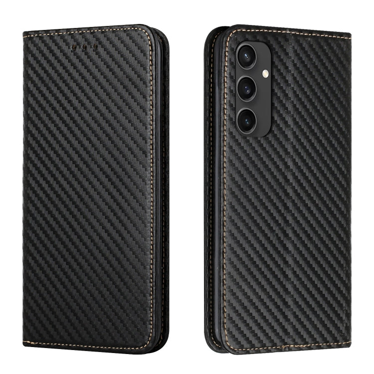 Carbon Fiber Texture Magnetic Flip Leather Phone Case, For Samsung Galaxy S25 5G, For Samsung Galaxy S25+ 5G, For Samsung Galaxy S25 Ultra 5G, For Samsung Galaxy S24 FE 5G