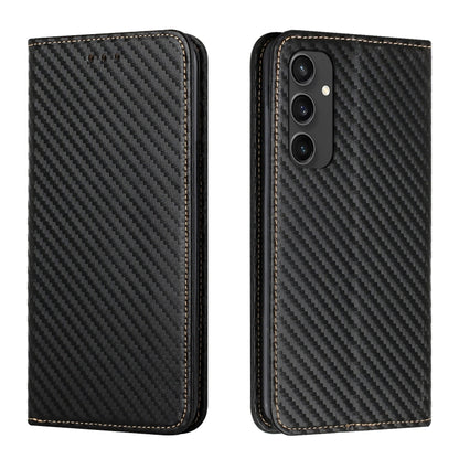 Carbon Fiber Texture Magnetic Flip Leather Phone Case, For Samsung Galaxy S25 5G, For Samsung Galaxy S25+ 5G, For Samsung Galaxy S25 Ultra 5G, For Samsung Galaxy S24 FE 5G