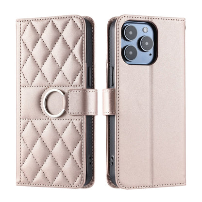 Ring Buckle Rhombic Leather Phone Case, For iPhone 16e, For iPhone 16 Pro Max, For iPhone 16 Pro, For iPhone 16 Plus