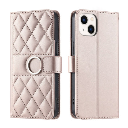 Ring Buckle Rhombic Leather Phone Case, For iPhone 16, For iPhone 15 Pro Max, For iPhone 15 Pro, For iPhone 15 Plus