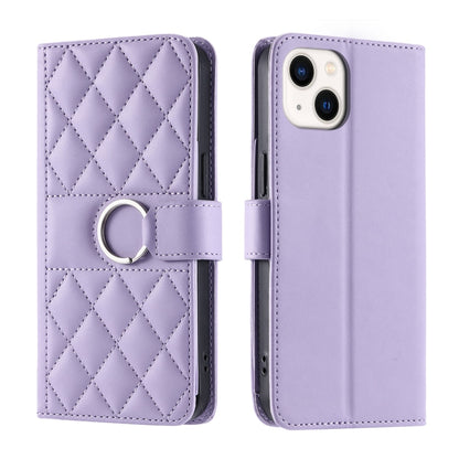 Ring Buckle Rhombic Leather Phone Case, For iPhone 16, For iPhone 15 Pro Max, For iPhone 15 Pro, For iPhone 15 Plus