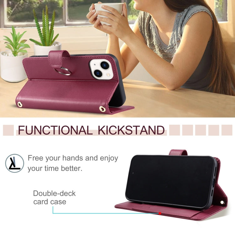 Ring Buckle Rhombic Leather Phone Case, For iPhone 15, For iPhone 14 Plus, For iPhone 14 / 13, For iPhone 14 Pro