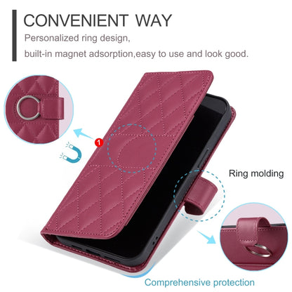 Ring Buckle Rhombic Leather Phone Case, For iPhone 14 Pro Max, For iPhone 7 / 8 / SE 2022, For iPhone 13 Pro Max, For iPhone 13 Pro