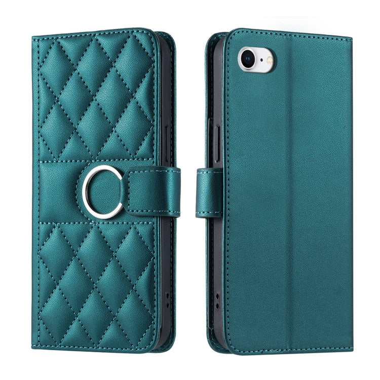 Ring Buckle Rhombic Leather Phone Case, For iPhone 14 Pro Max, For iPhone 7 / 8 / SE 2022, For iPhone 13 Pro Max, For iPhone 13 Pro