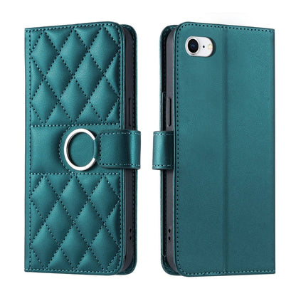 Ring Buckle Rhombic Leather Phone Case, For iPhone 14 Pro Max, For iPhone 7 / 8 / SE 2022, For iPhone 13 Pro Max, For iPhone 13 Pro