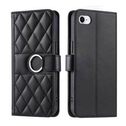 Ring Buckle Rhombic Leather Phone Case, For iPhone 14 Pro Max, For iPhone 7 / 8 / SE 2022, For iPhone 13 Pro Max, For iPhone 13 Pro