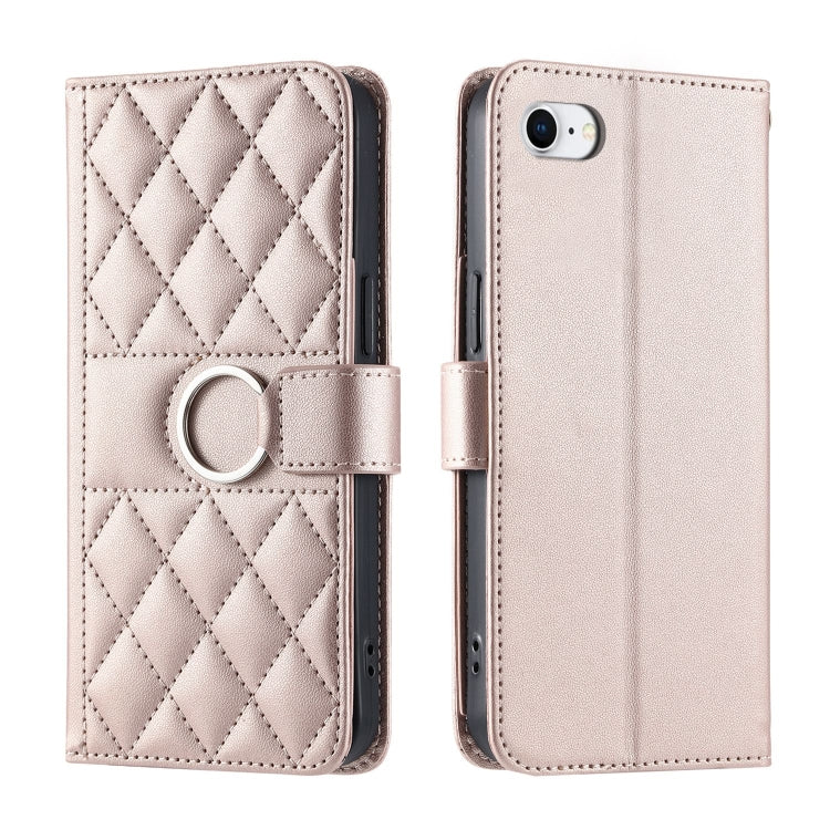 Ring Buckle Rhombic Leather Phone Case, For iPhone 14 Pro Max, For iPhone 7 / 8 / SE 2022, For iPhone 13 Pro Max, For iPhone 13 Pro