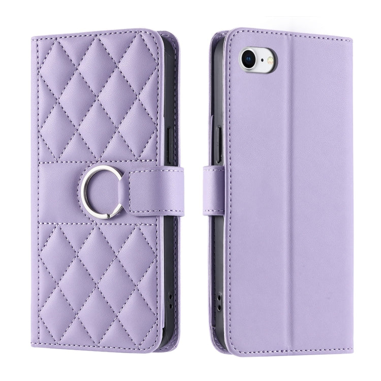 Ring Buckle Rhombic Leather Phone Case, For iPhone 14 Pro Max, For iPhone 7 / 8 / SE 2022, For iPhone 13 Pro Max, For iPhone 13 Pro