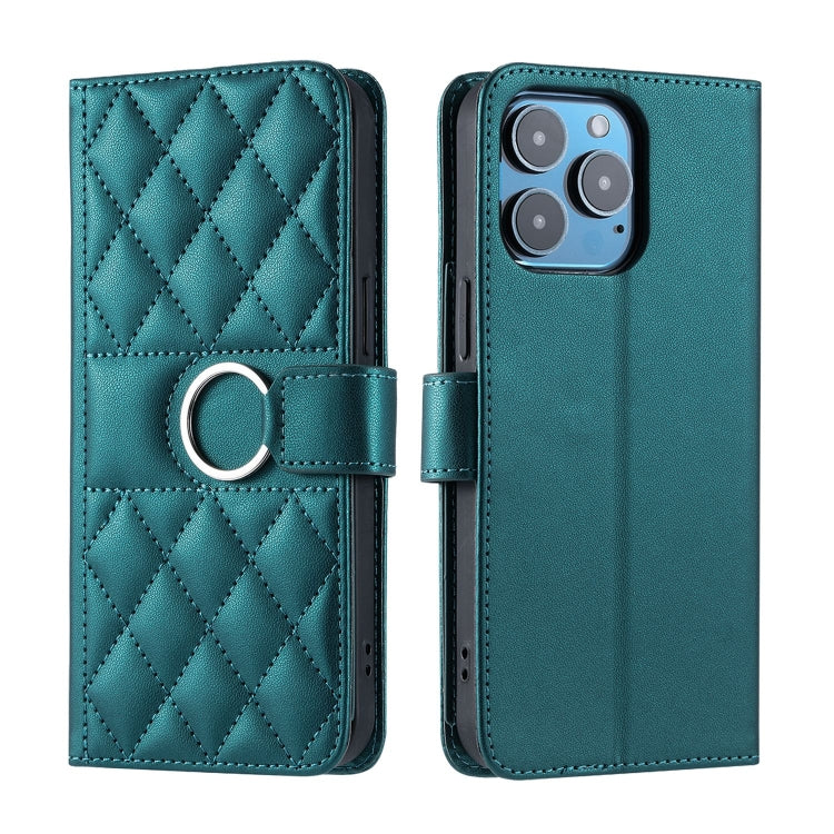 Ring Buckle Rhombic Leather Phone Case, For iPhone 14 Pro Max, For iPhone 7 / 8 / SE 2022, For iPhone 13 Pro Max, For iPhone 13 Pro