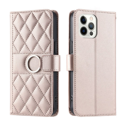 Ring Buckle Rhombic Leather Phone Case, For iPhone 13 mini, For iPhone 12 / 12 Pro, For iPhone 12 Pro Max, For iPhone 12 mini