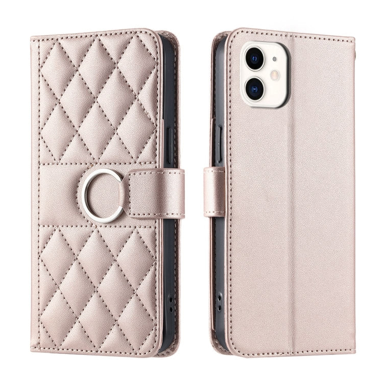 Ring Buckle Rhombic Leather Phone Case, For iPhone 13 mini, For iPhone 12 / 12 Pro, For iPhone 12 Pro Max, For iPhone 12 mini
