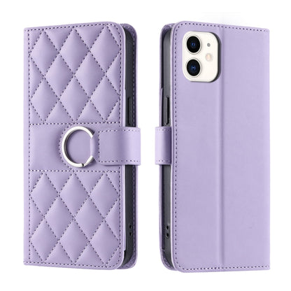Ring Buckle Rhombic Leather Phone Case, For iPhone 13 mini, For iPhone 12 / 12 Pro, For iPhone 12 Pro Max, For iPhone 12 mini