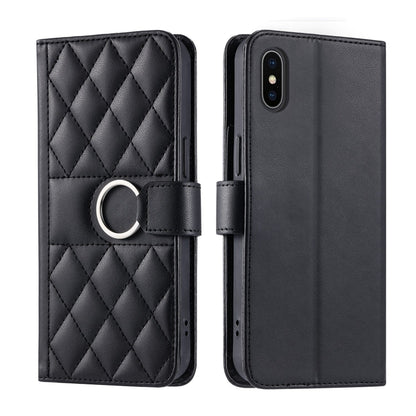 Ring Buckle Rhombic Leather Phone Case, For iPhone XR, For iPhone XS Max, For iPhone 7 Plus / 8 Plus