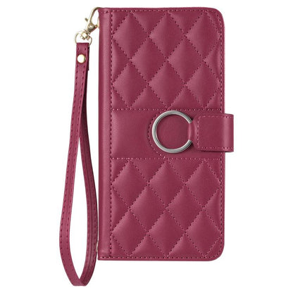 Ring Buckle Rhombic Leather Phone Case, For iPhone 16e, For iPhone 16 Pro Max, For iPhone 16 Pro, For iPhone 16 Plus