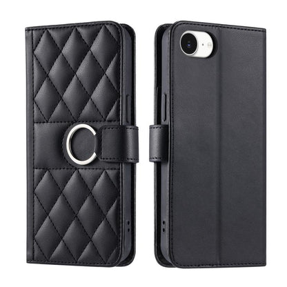 Ring Buckle Rhombic Leather Phone Case, For iPhone 16e, For iPhone 16 Pro Max, For iPhone 16 Pro, For iPhone 16 Plus