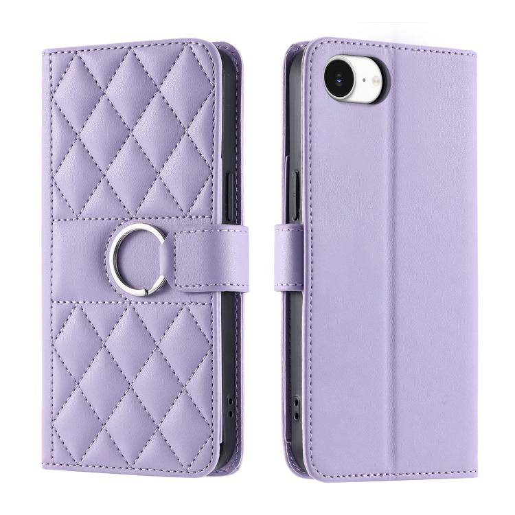 Ring Buckle Rhombic Leather Phone Case, For iPhone 18 Pro, For iPhone 18 Pro Max, For iPhone 17e / 16e, For iPhone 17 Pro Max