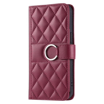 Ring Buckle Rhombic Leather Phone Case, For iPhone 18 Pro, For iPhone 18 Pro Max, For iPhone 17 Pro Max, For iPhone 17 Pro