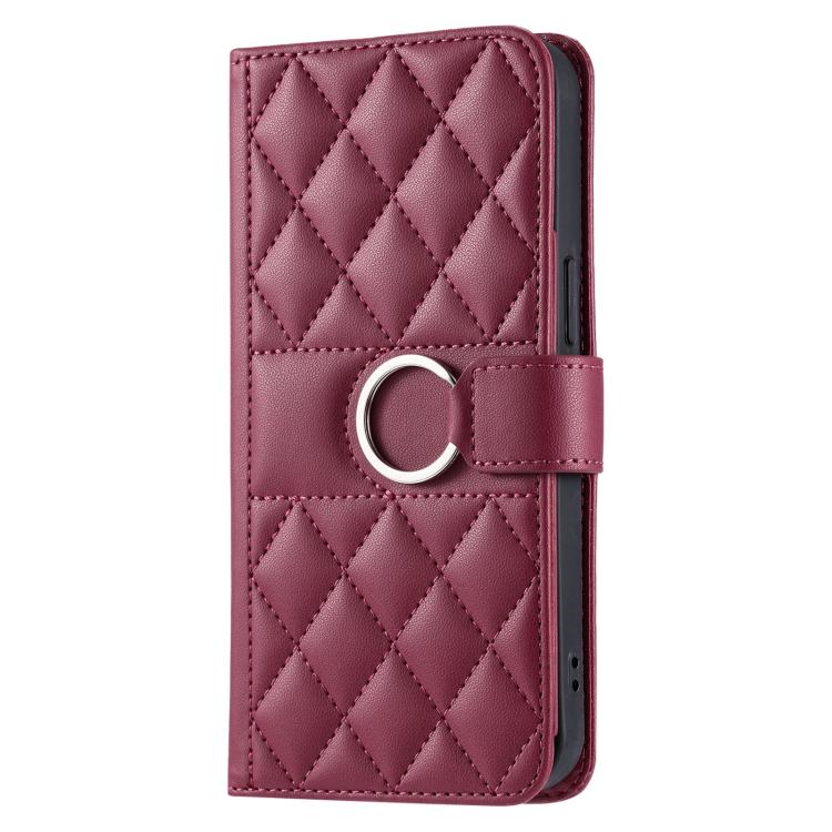 Ring Buckle Rhombic Leather Phone Case, For iPhone 17 Pro, For iPhone 17, For iPhone Air
