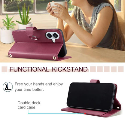Ring Buckle Rhombic Leather Phone Case, For iPhone 17, For iPhone Air