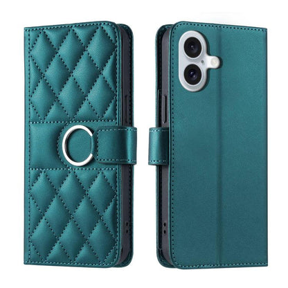Ring Buckle Rhombic Leather Phone Case, For iPhone 17 Pro, For iPhone 17, For iPhone Air