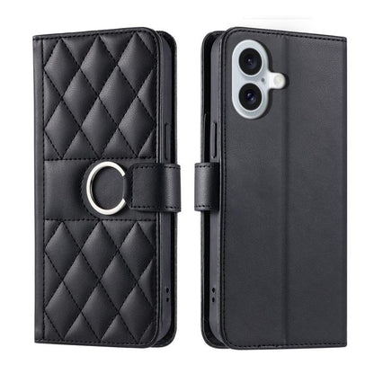 Ring Buckle Rhombic Leather Phone Case, For iPhone 17 Pro, For iPhone 17, For iPhone Air