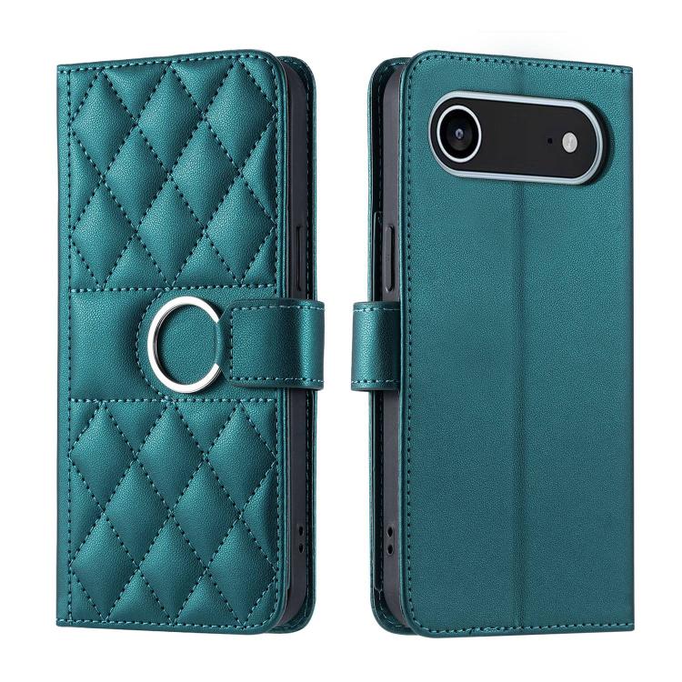 Ring Buckle Rhombic Leather Phone Case, For iPhone 17, For iPhone Air